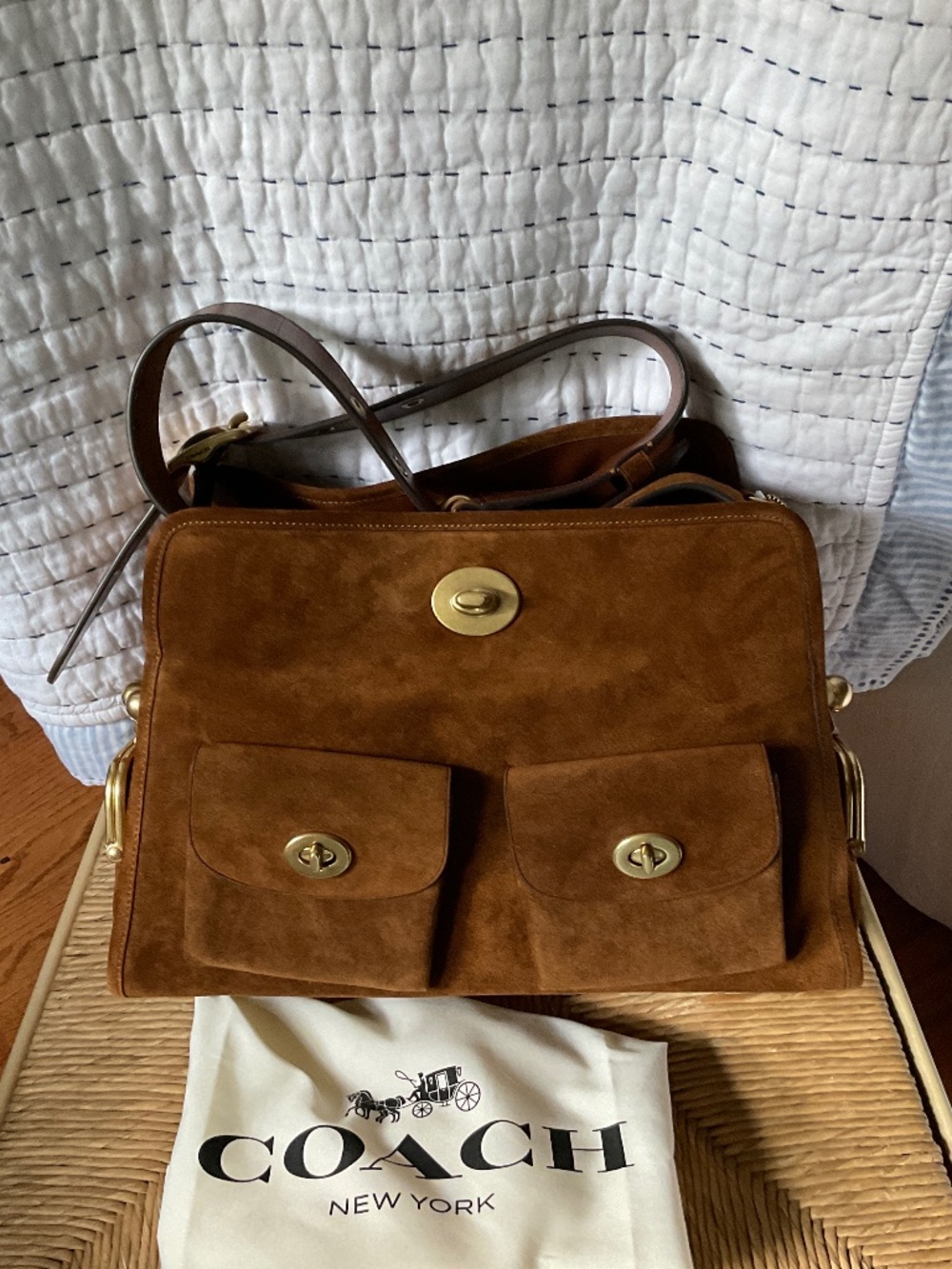 Coach Haversack Large Warm Brown Suede